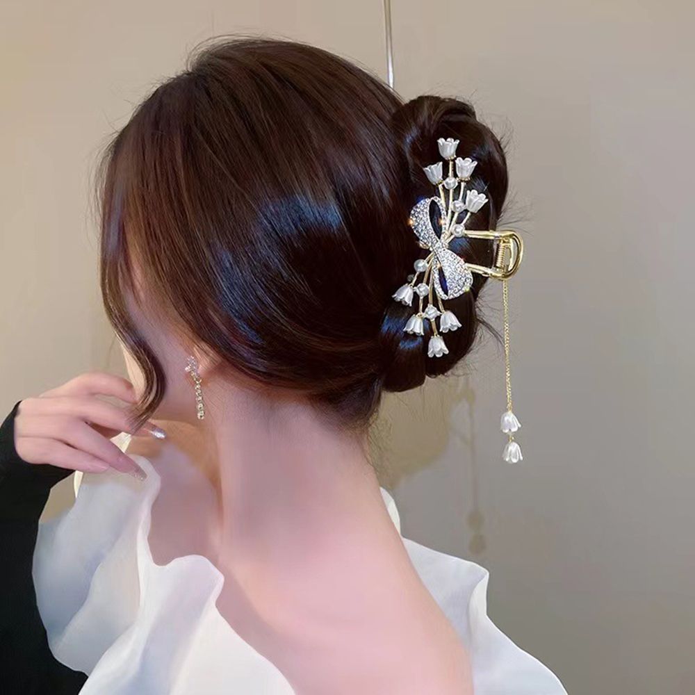 ヘアクリップ ゴージャス ヘアアクセサリー 髪留め 韓国 パール