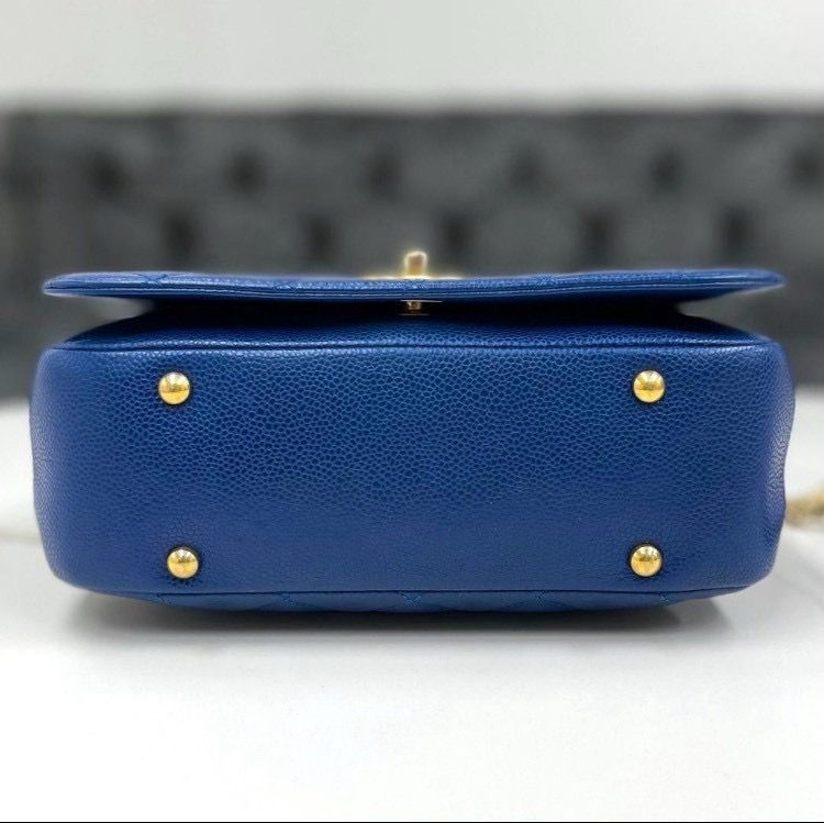 シャネル　マトラッセ　キャビアスキン　青　2way　ショルダーバッグ　24番台 シャネル マトラッセ キャビアスキン 青 2way ショルダーバッグ 24番台