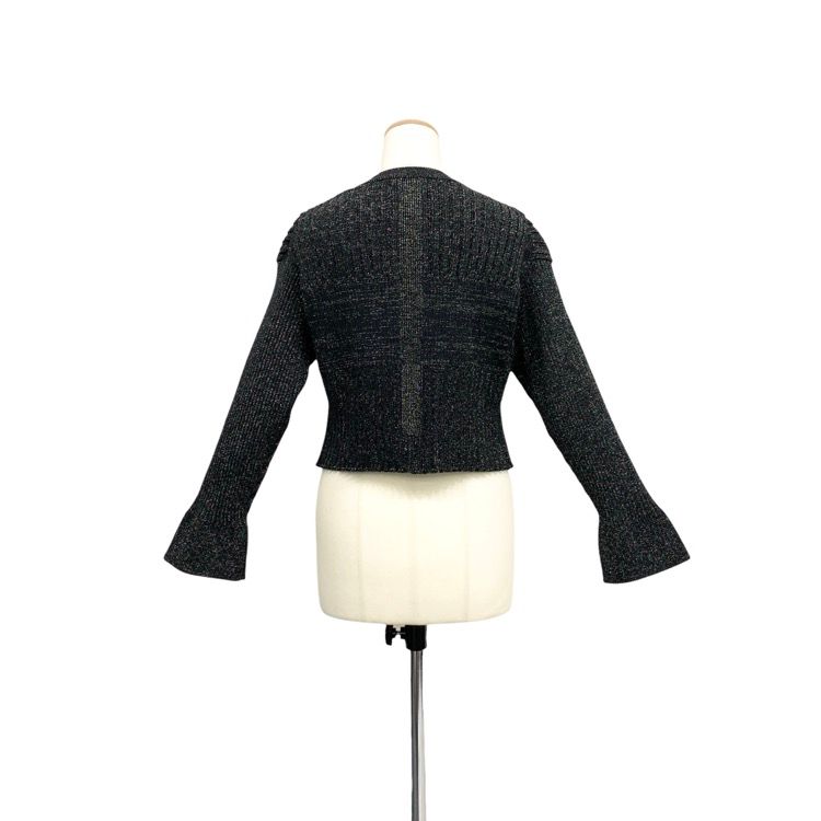 おしゃれアイテム 24AW CFCL シーエフシーエル FLUTED GLITTER COLLARLESS SHIRT CARDIGAN フル―テッドグリッターカーディガン ブラック 1 CF008KE067 【大放出セール開催中！】