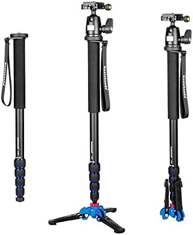 koolehaoda カメラ用一脚 取り外し な三脚サポートベース付K-09雲台 5段伸縮高さ60cm-175cm 最大耐荷重7kg