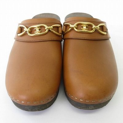 【大人気】セリーヌ　ミュール　レザー　茶 セリーヌ CELINE レ ボワ クロッグ ミュール サンダル シューズ