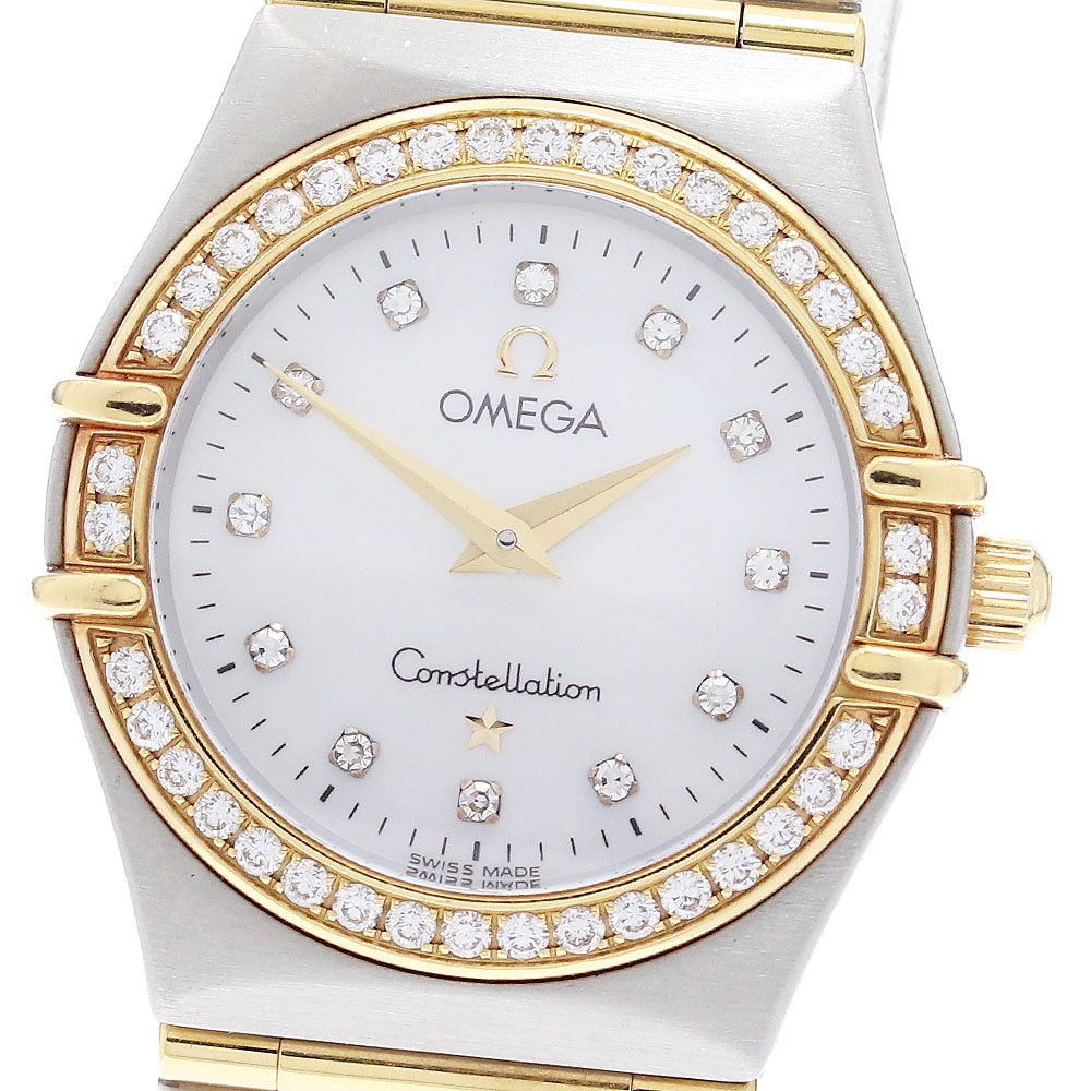 オメガ OMEGA 1267.75 コンステレーションミニ 12P ダイヤベゼル フルバー クォーツ レディース _845094