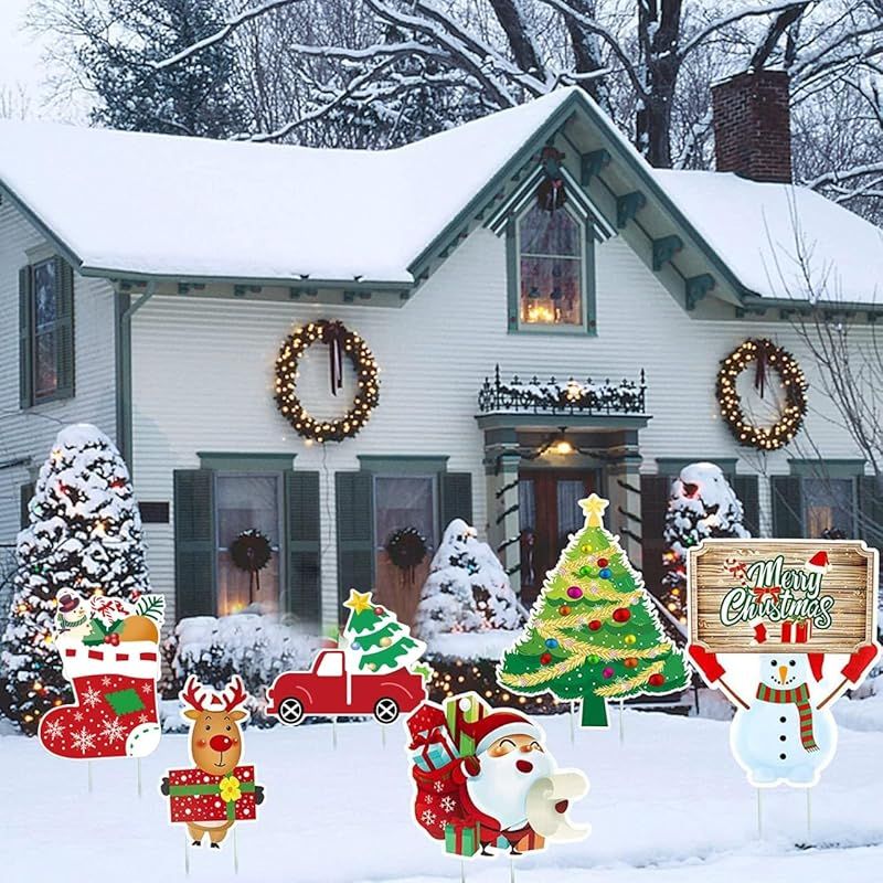 ChicCarry クリスマス 飾り 屋外 8枚セット クリスマス 庭 置物 サンタ