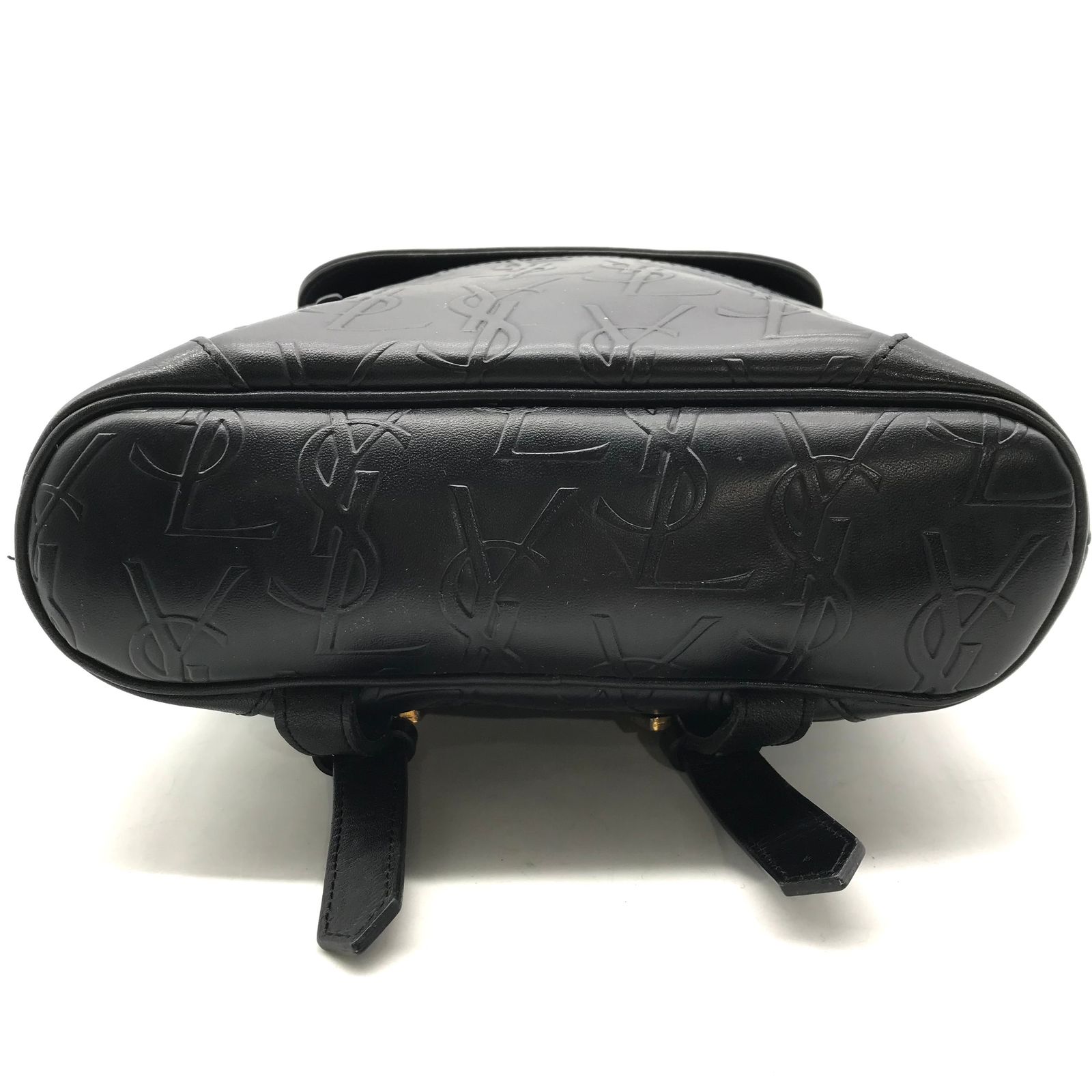 YSL イヴサンローラン ロゴチャーム 総柄 ミニ リュック バッグ ブラック 良品 a2358 YSL イヴサンローラン ロゴチャーム 総柄 ミニ リュック バッグ
