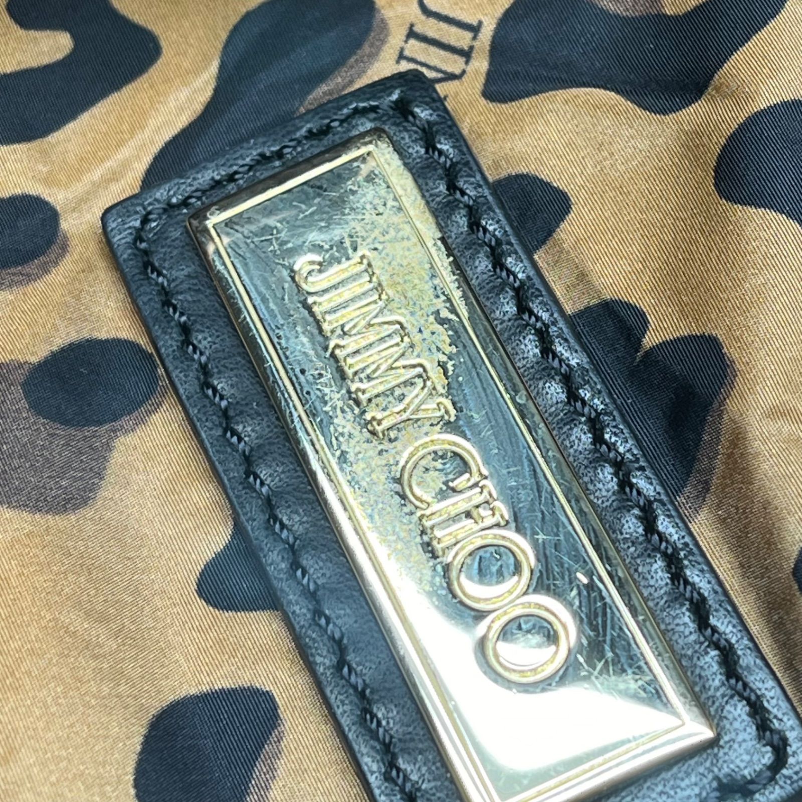 美品 ジミーチュウ JIMMY CHOO レオパード柄 ナイロン トート 