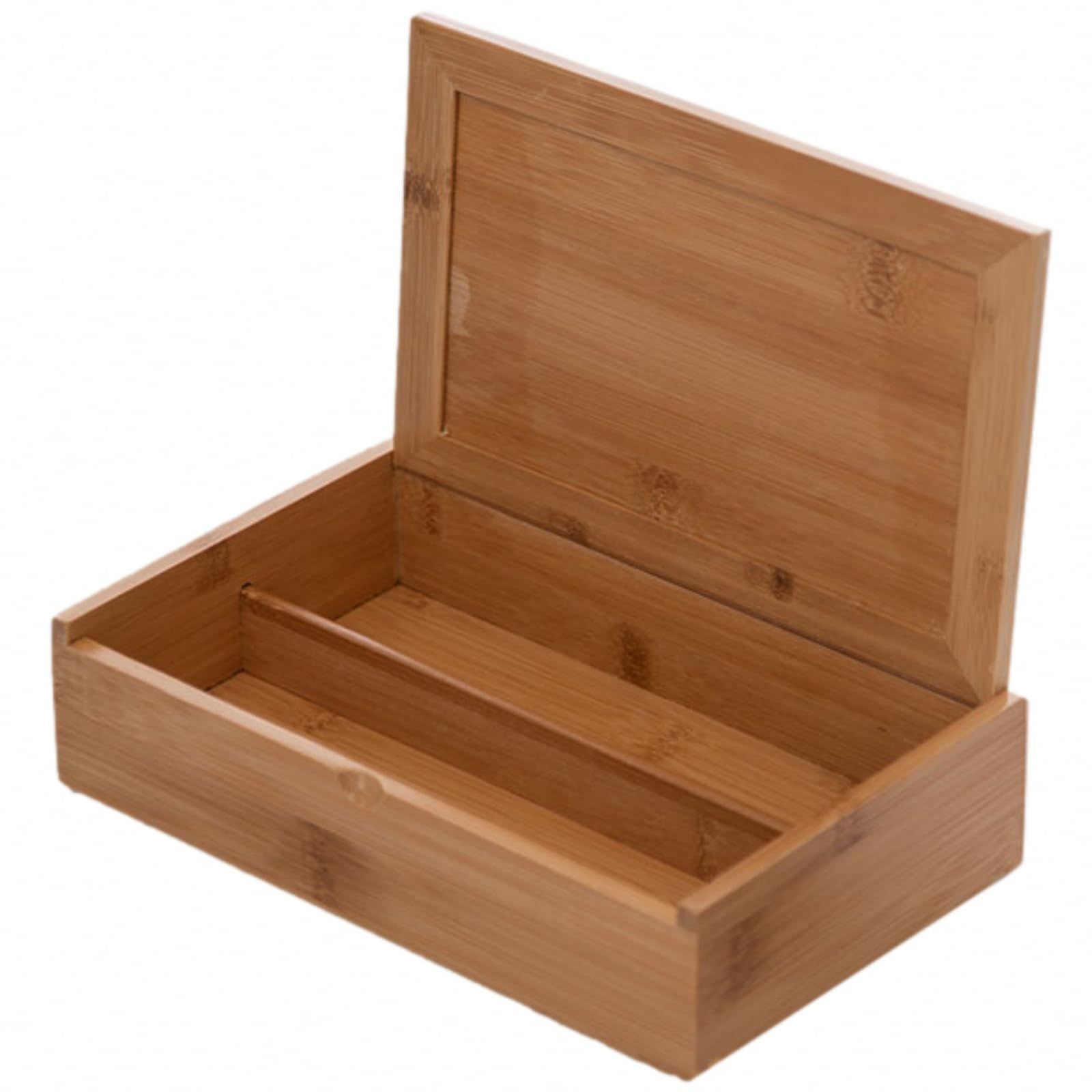 仕切り有り Sweet Plus 竹製ボックス 木箱 木製 蓋付き 収納ケース 小物入れ 収納盒 収納ボックス レトロ シンプル 整理箱 長方形  (仕切り有り) - メルカリ