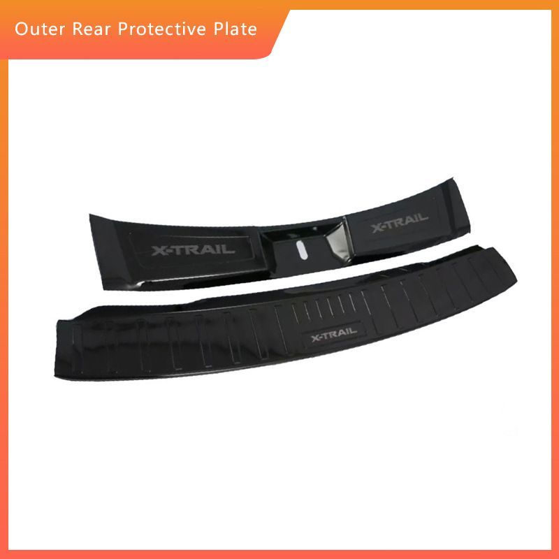 日産奇骏 14-21年モデル 後部バンパーガード 内外後護板 ステンレス製 2ピースセット ブラック仕上げ 取り付け簡単