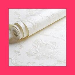 壁紙 ダマスク柄 ホワイト 白 送料無料 damask 53cm×1000cm 壁紙 ...