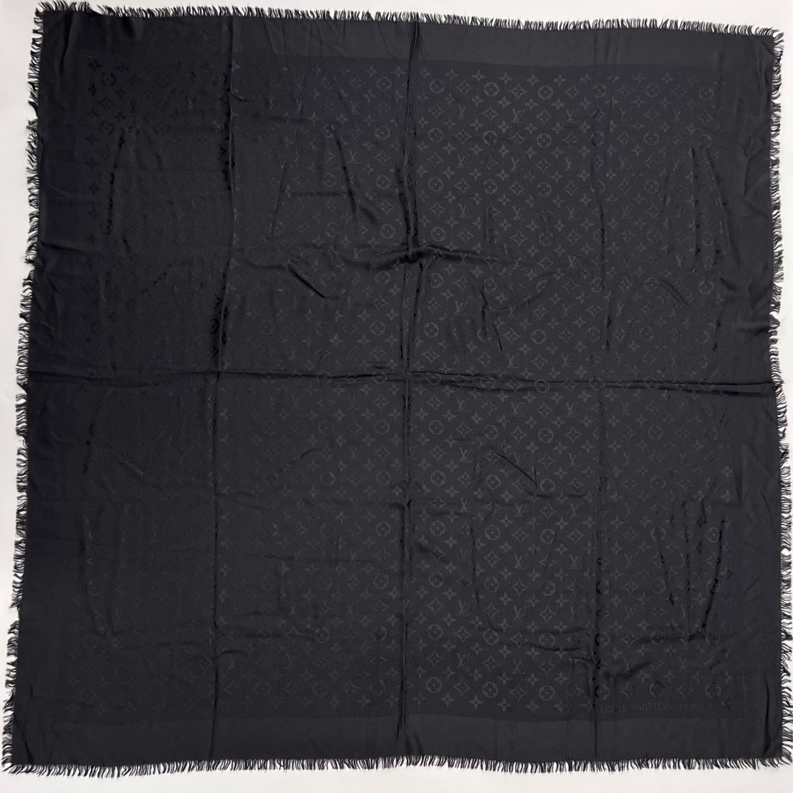 中古】LOUIS VUITTON ルイヴィトン ストール モノグラム シルク ウール  