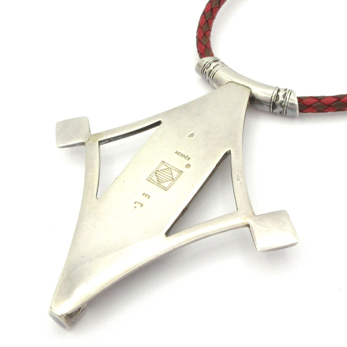 レザー レッド×ブラウン×シルバー