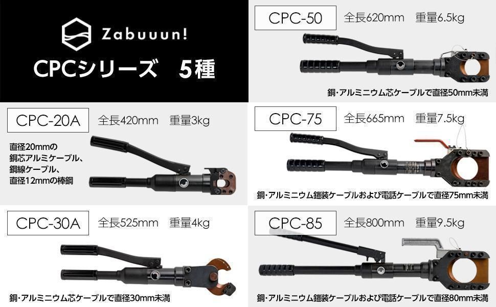 油圧ケーブルカッター Φ75mm 出力8トン アルミケーブル 銅線 ACSR 油圧ケーブルカッター Φ75mm 出力8トン アルミケーブル 銅線