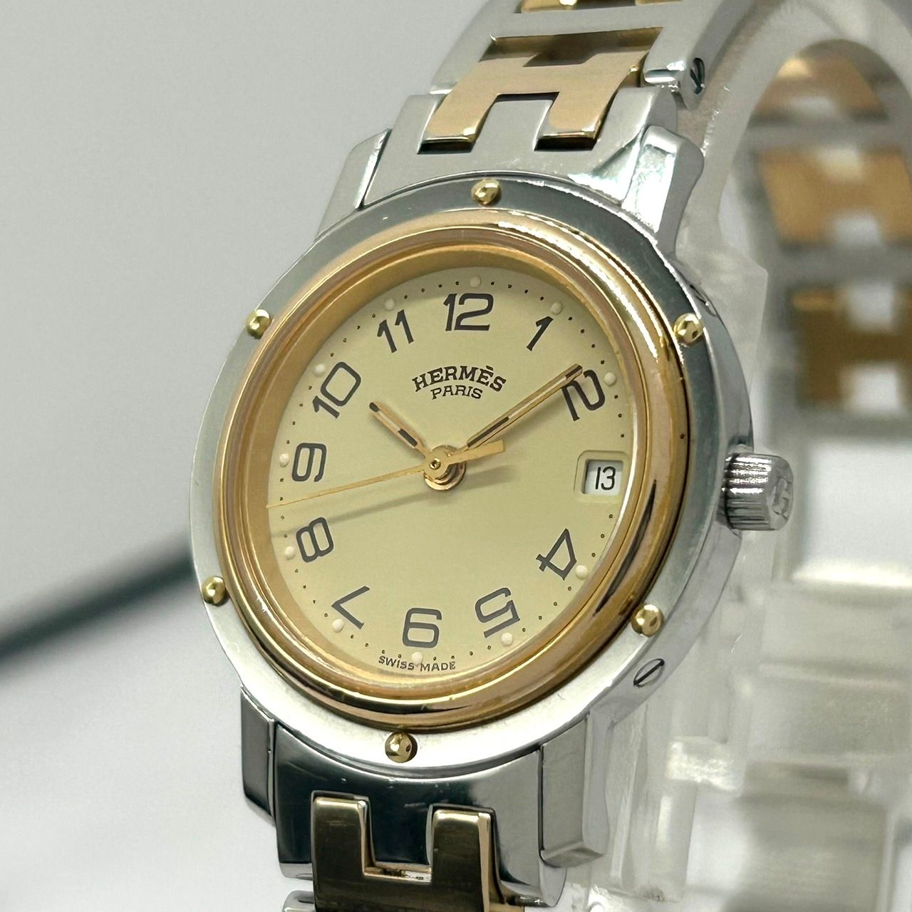 美品／稼働品】HERMES エルメス クリッパー レディース 腕時計