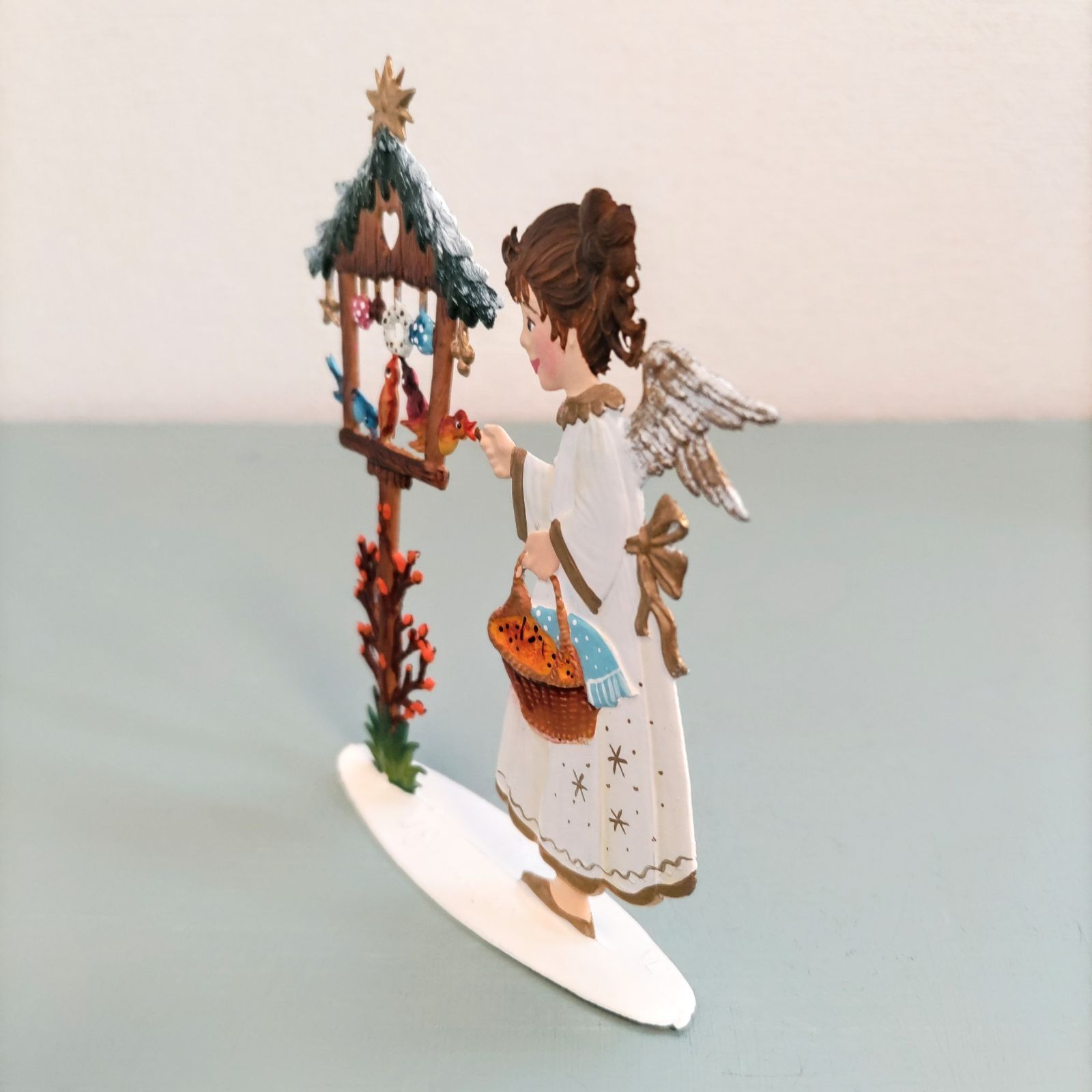 ドイツ 鳥小屋と天使 スタンド 錫製 工芸品 シュヴァイツァー工房