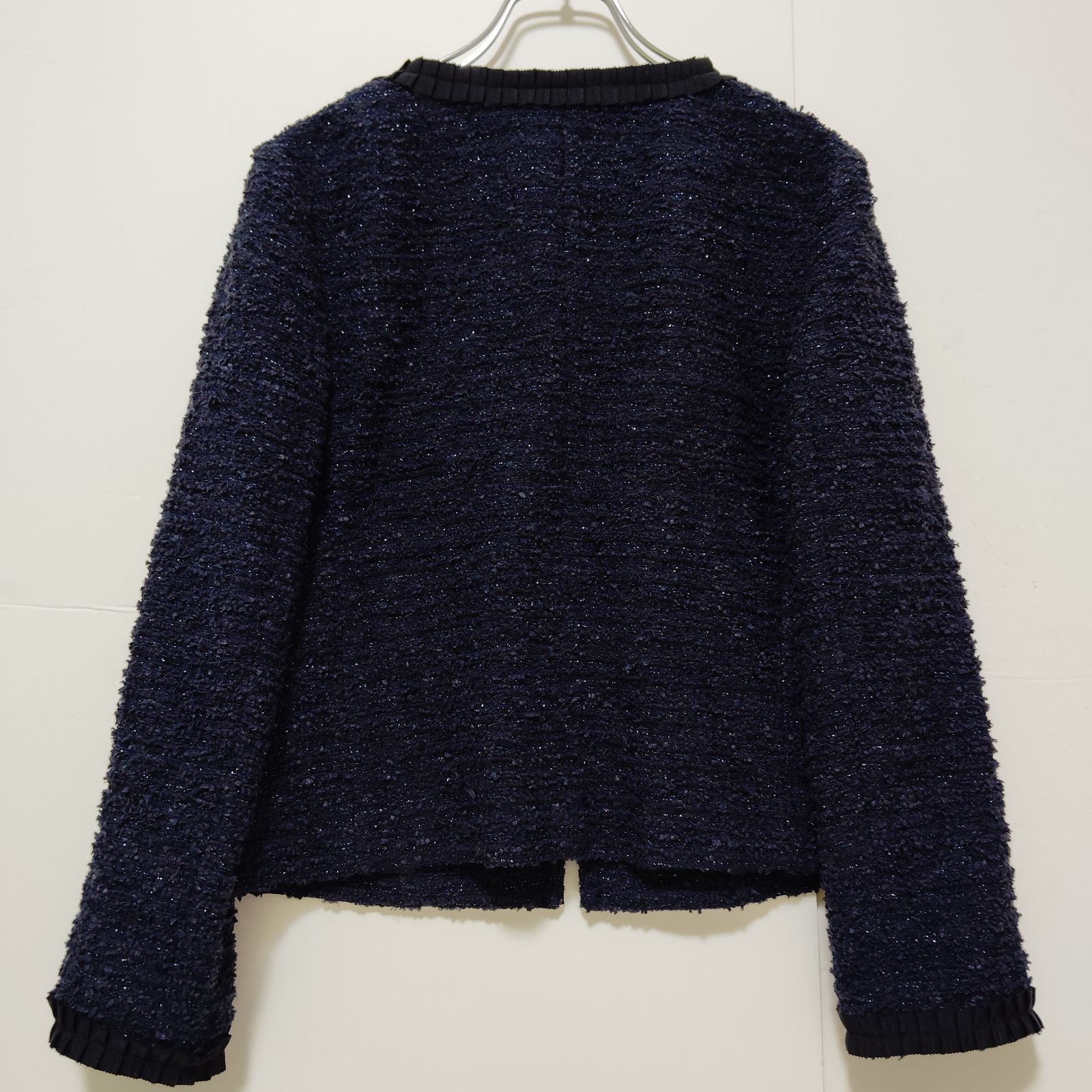 23区 フォーマル ツイードジャケット 38 M ノーカラー ラメ 上品上質