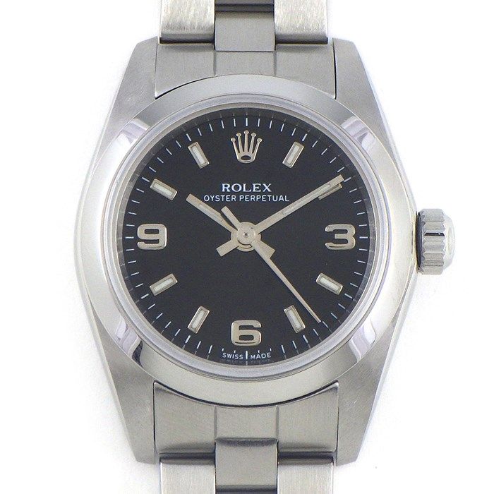 ロレックス Rolex 腕時計 オイスターパーペチュアル 76080 K番 2001年製 夜光インデックス 夜光針 ブラック文字盤 SS 自動巻き 【中古】 ロレックス Rolex 腕時計 オイスターパーペチュアル 76080 K番 2001年