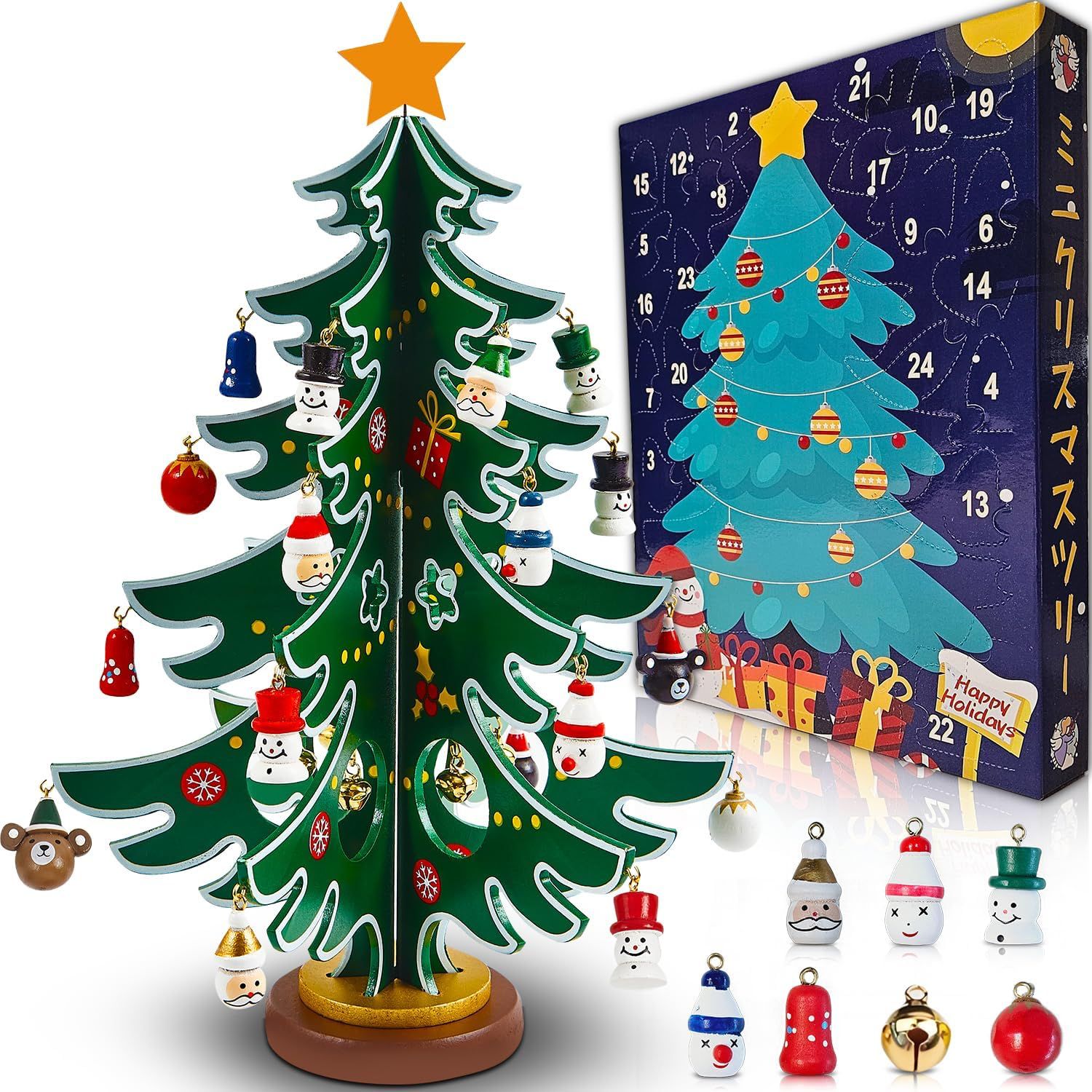 クリスマスをカウントダウン】 アドベントカレンダー クリスマスツリー 卓上 ミニ 木製 クリスマスプレゼント クリスマス 飾り オーナメント 置物  飾り付け デコレーション 装飾 クリスマスつりー クリスマスギフト - メルカリ, image size:1500x1500