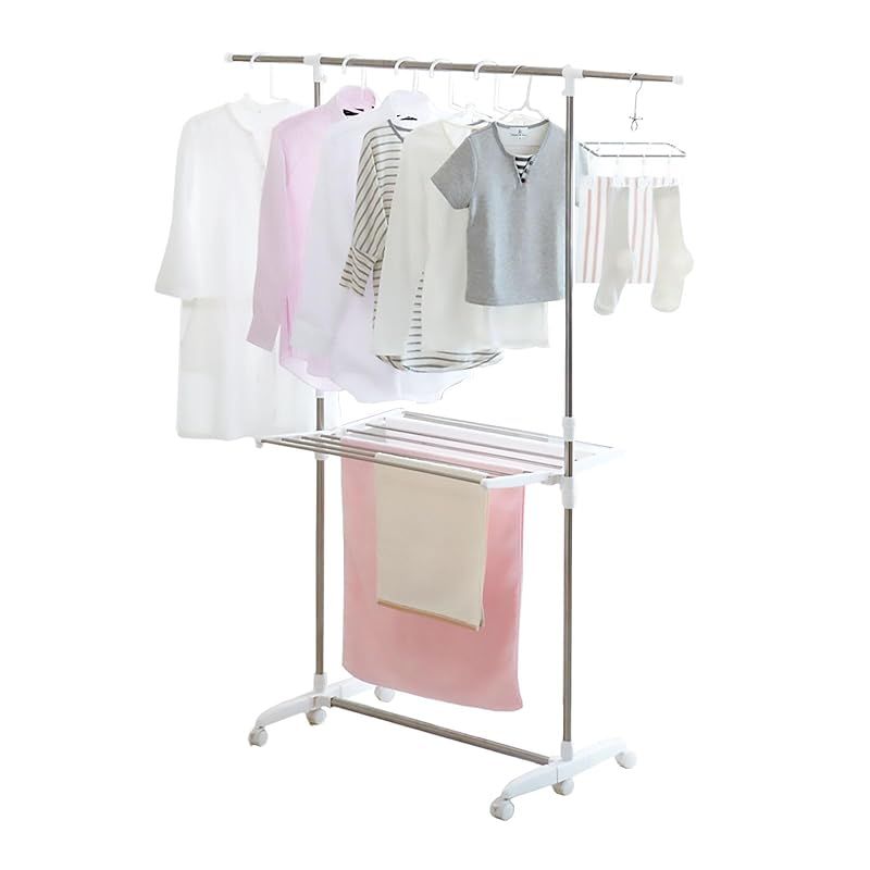 天馬 幅と高さをダブル伸縮できる室内物干し 使わない時は折りたたんでコンパクトに収納 洗濯物干し 組立式 室内用 伸縮式室内物干しH型 ホワイト 幅96 148×奥行58×高さ103 180cm サイズ PS-02