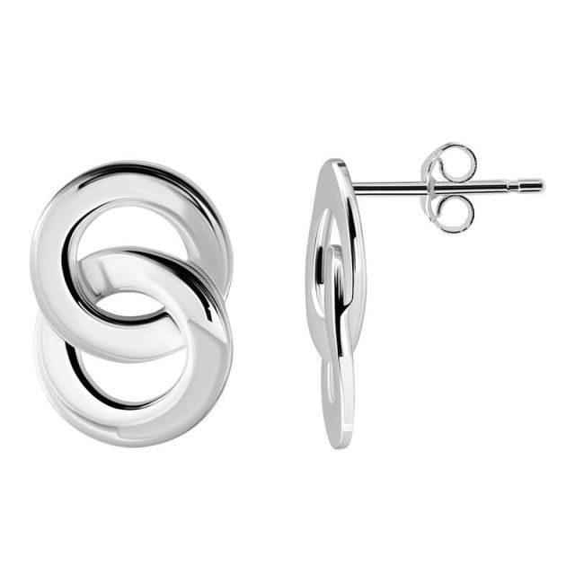 【送料無料】 Aleure Precioso レディース ピアス・イヤリング アクセサリー Aleure Precioso Polished Double Interlocking Circles Post Earrings Sterling