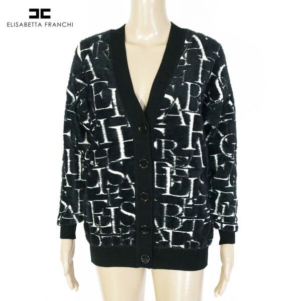 80%OFF エリザベッタフランキ ELISABETTA FRANCHI ニット 38 EKN742 Sサイズ ブラック レディース カーディガン 長袖 イタリア製