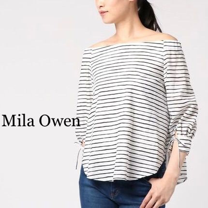 Mila Owen ボーダーオフショルダートップス【☆美品】 - メルカリ