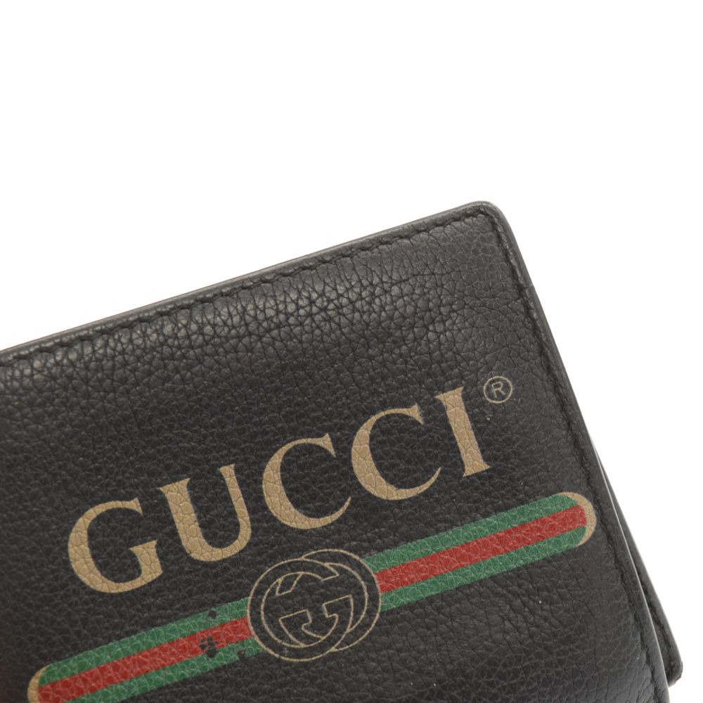 GUCCI (グッチ) ヴィンテージロゴプリント レザー ウォレット 二つ折り