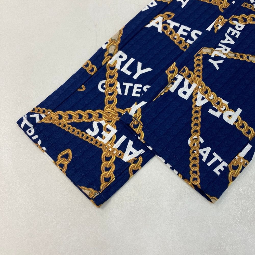 サイズ：0 PEARLY GATES パーリーゲイツ 055-2231010 ストレッチパンツ チェーン柄 ネイビー系 [240101535079] ゴルフウェア レディース ストスト サイズ：0 PEARLY GATES パーリーゲイツ 055-2231010 ストレッチパンツ