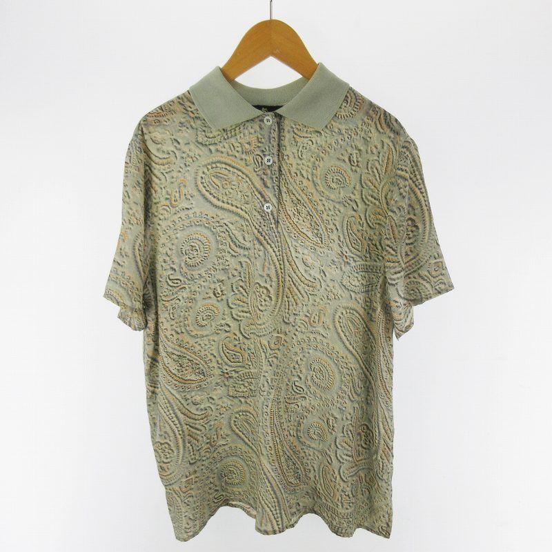 エトロ ETRO ポロシャツ 半袖 ペイズリー柄 シルク グリーン