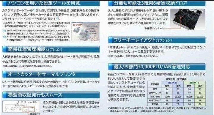 シャープ最上位レジスターER-A411 純正品