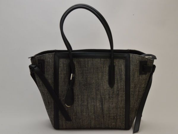 フォクシー FOXEY ハンド/トートバッグ ミラー付き キャンバス×レザー