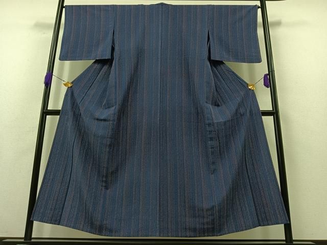 平和屋着物 上質な小紋 単衣 縞 正絹 AABB4490jh