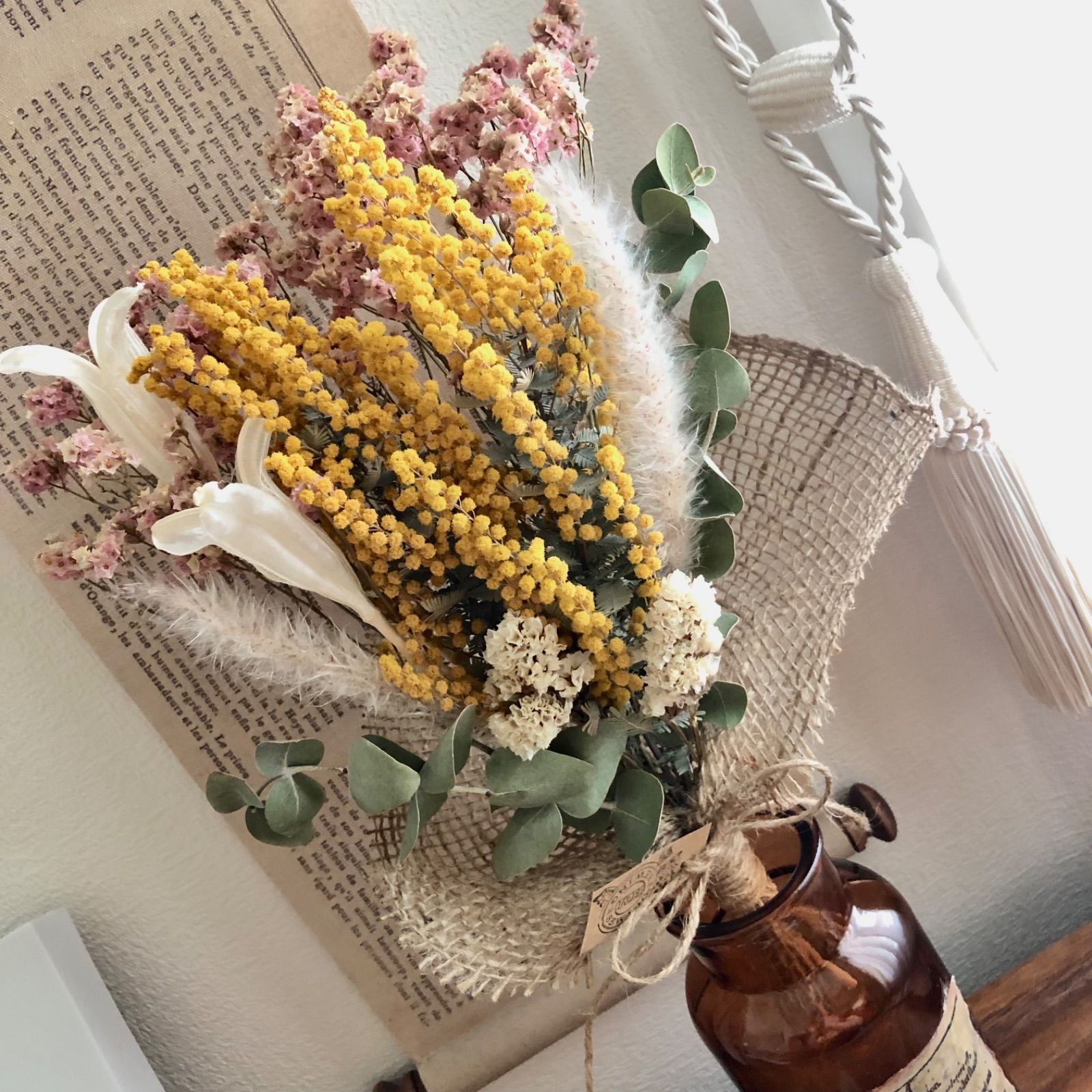 青系造花の扇形スワッグ （スワッグあれこれ | BUTTERFLY DECO）