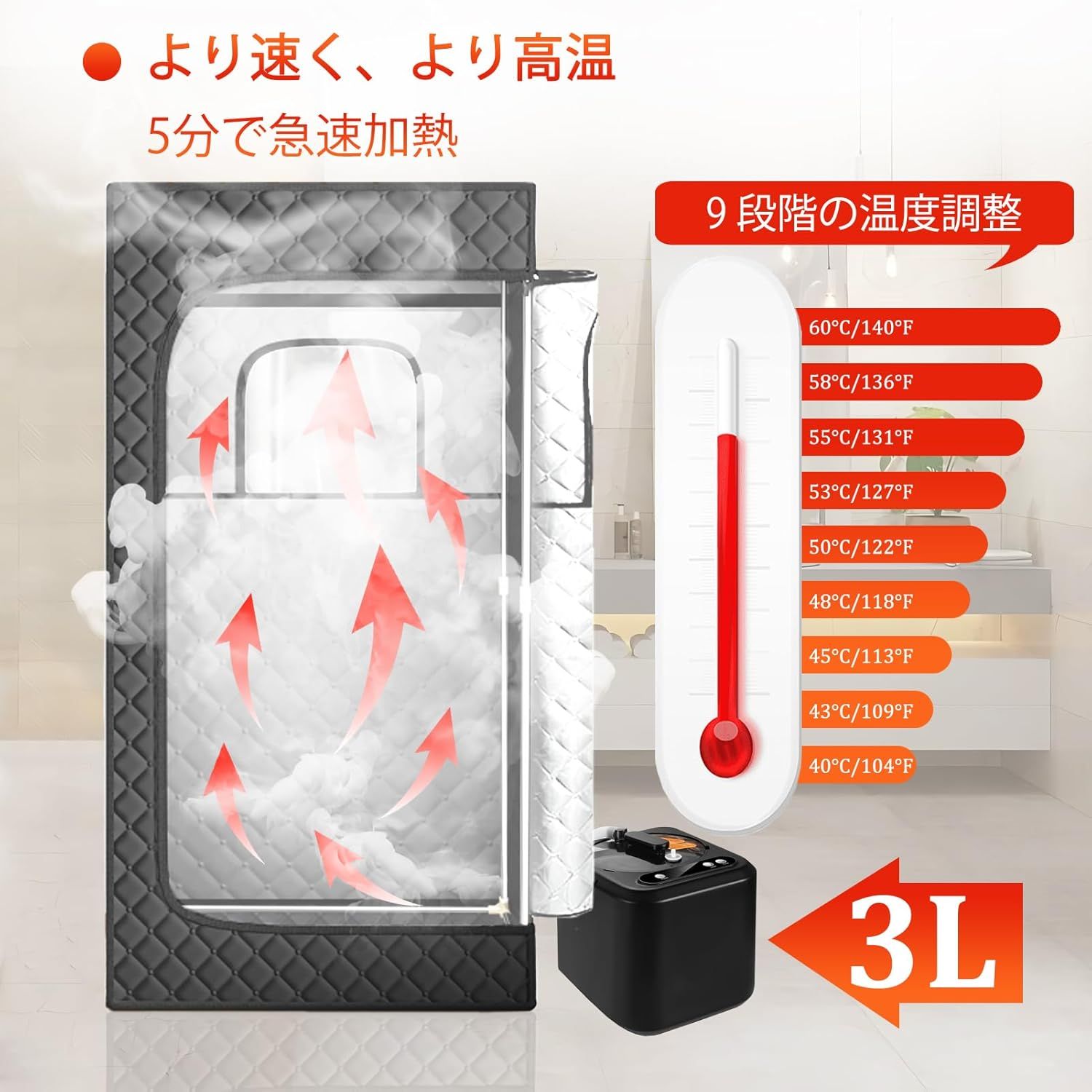 スチームサウナ 3L テント サウナ 1人 全身 サウナテント 1人用 家庭用サウナ 室内 簡易サウナ ホームサウナSPA おうちでサウナ 自宅サウナ  蒸気サウナセット【サウナ 椅子, 1000W 蒸気発生器, リモコン】おうちdeサウナ, 発汗, - メルカリ