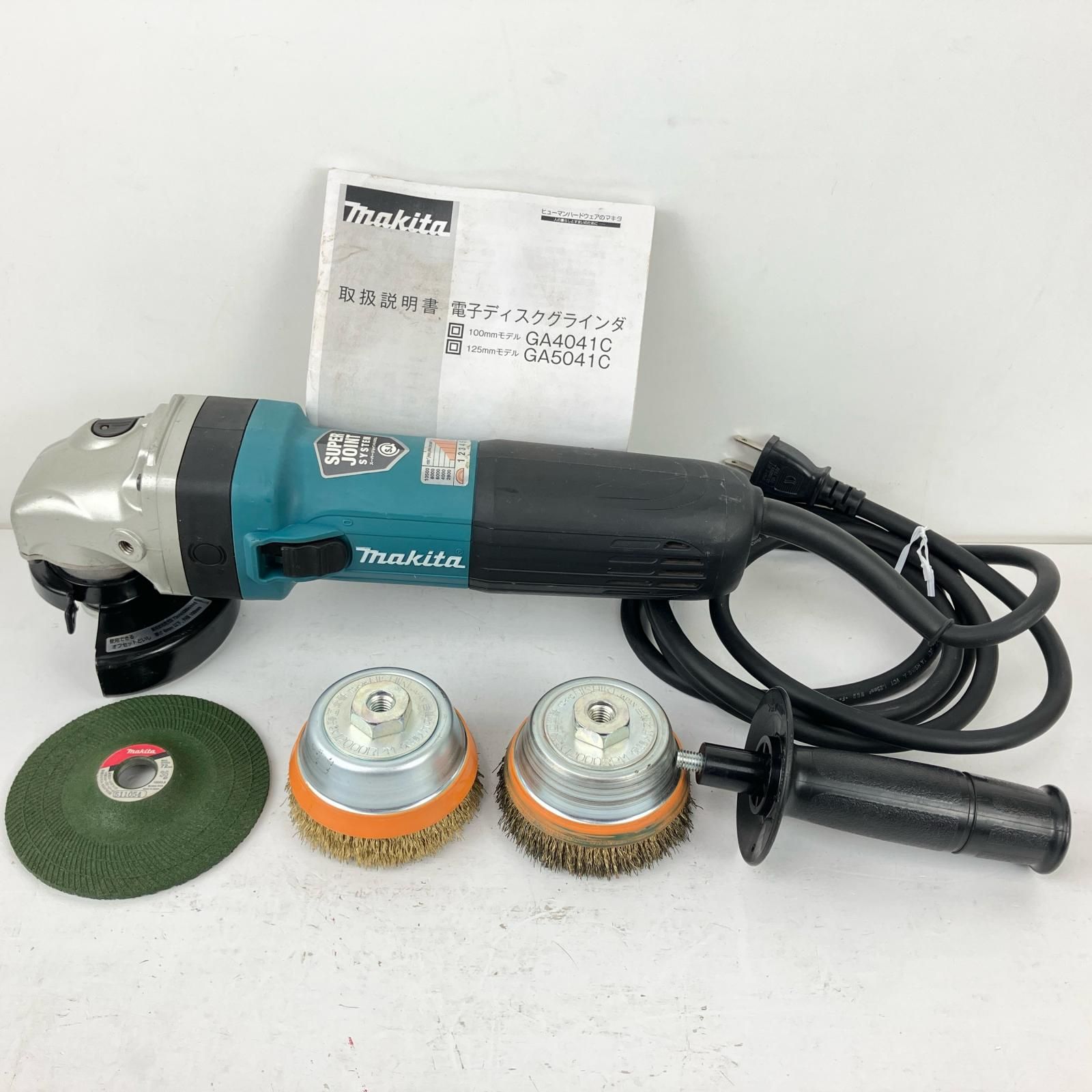 ЗЗMAKITA マキタ 100mm 100v ディスクグラインダー ピンレンチ ハンドル付 GA4041C ブルー
