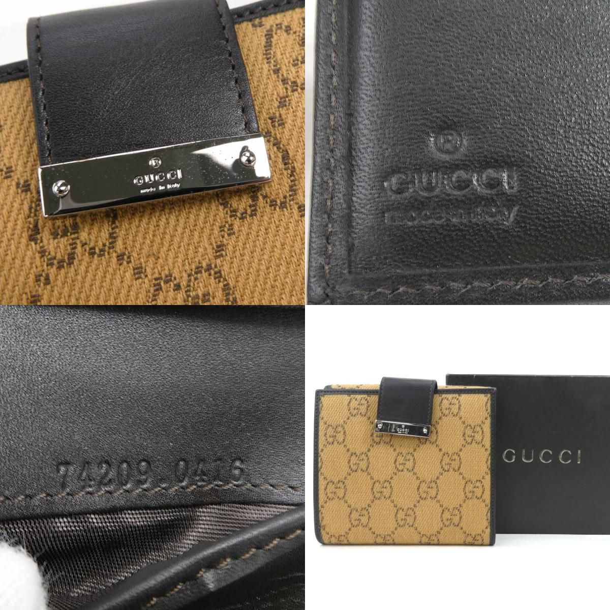 グッチ　GUCCI　二つ折り　財布　GGキャンバス　74209 0950 グッチ GUCCI 二つ折り財布 GGキャンバス 74209 - メルカリ