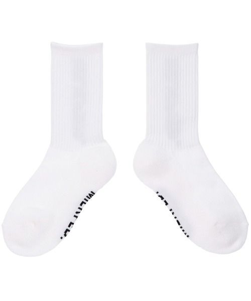 靴下 ソックス ミルクフェド MILKFED くつ下 2足組 レディース MILKFED SIDE STENCIL SOCKS SET 103228054002 白 黒 ブラック ホワイト 縦ロゴ