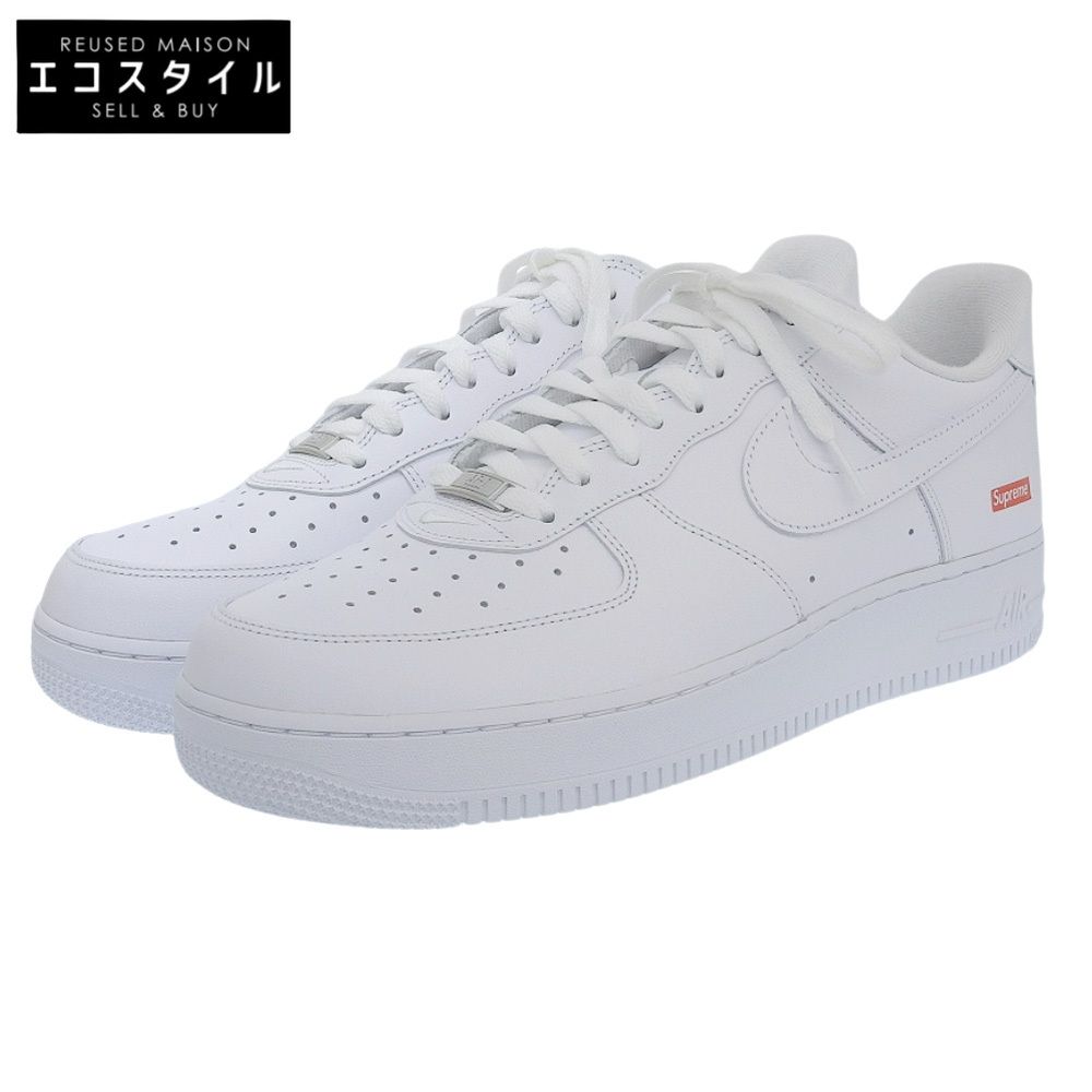 NIKE ナイキ 新品同様 NIKE ナイキ × Supreme シュプリーム エアフォース1 レザー スニーカー メンズ ホワイト 29.5cm 11.5(US)