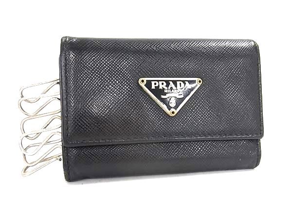 PRADA 黒 レザー ケース PRADA プラダ サフィアーノレザー 6連 キーケース 鍵入れ メンズ