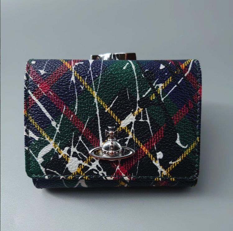 Vivienne Westwood ヴィヴィアン ウエストウッド DERBY SMALL FRAME WALLET SPLASH ダービー スモール  ウォレット 折り財布 がま口 タータンチェック ペイント ペンキ スプラッシュ 緑 グリーン PVC×レザー - メルカリ