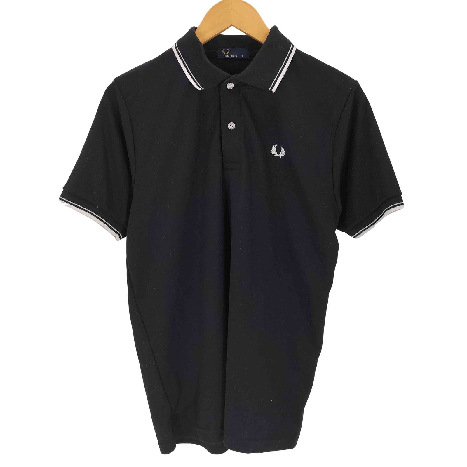 [FRED PERRY] ロゴ刺繍ポロシャツ FRED PERRY 黒 金 ポロシャツ S 刺繍ロゴ 半袖 メンズ 夏 レア
