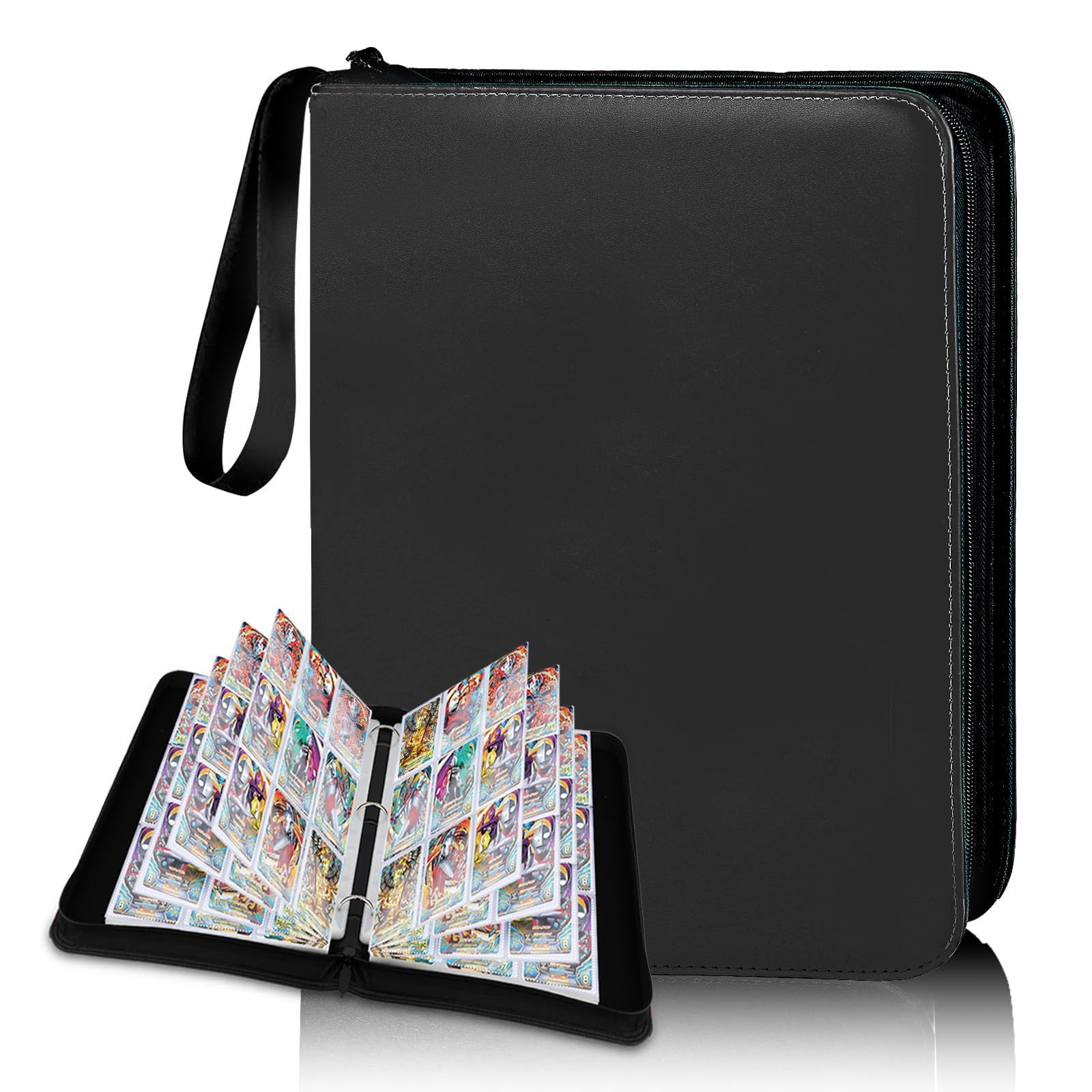 9ポケット カードファイル トレカ ファイル 大容量 900枚収納可能 防水PU素材 カード収納 カードバインダー 透明シート YoKiStar 両面利用 50ページ 各種カードを集める スターカード コレクションファイル (ブラック 9ポケット)