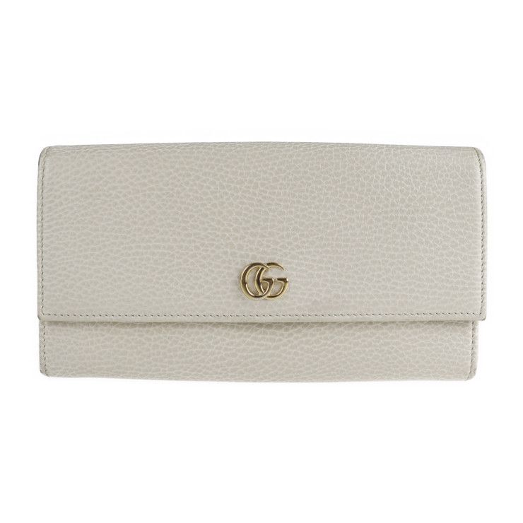 GUCCI グッチ 長財布 456116 レザー アイボリー系 ゴールド金具 GG 