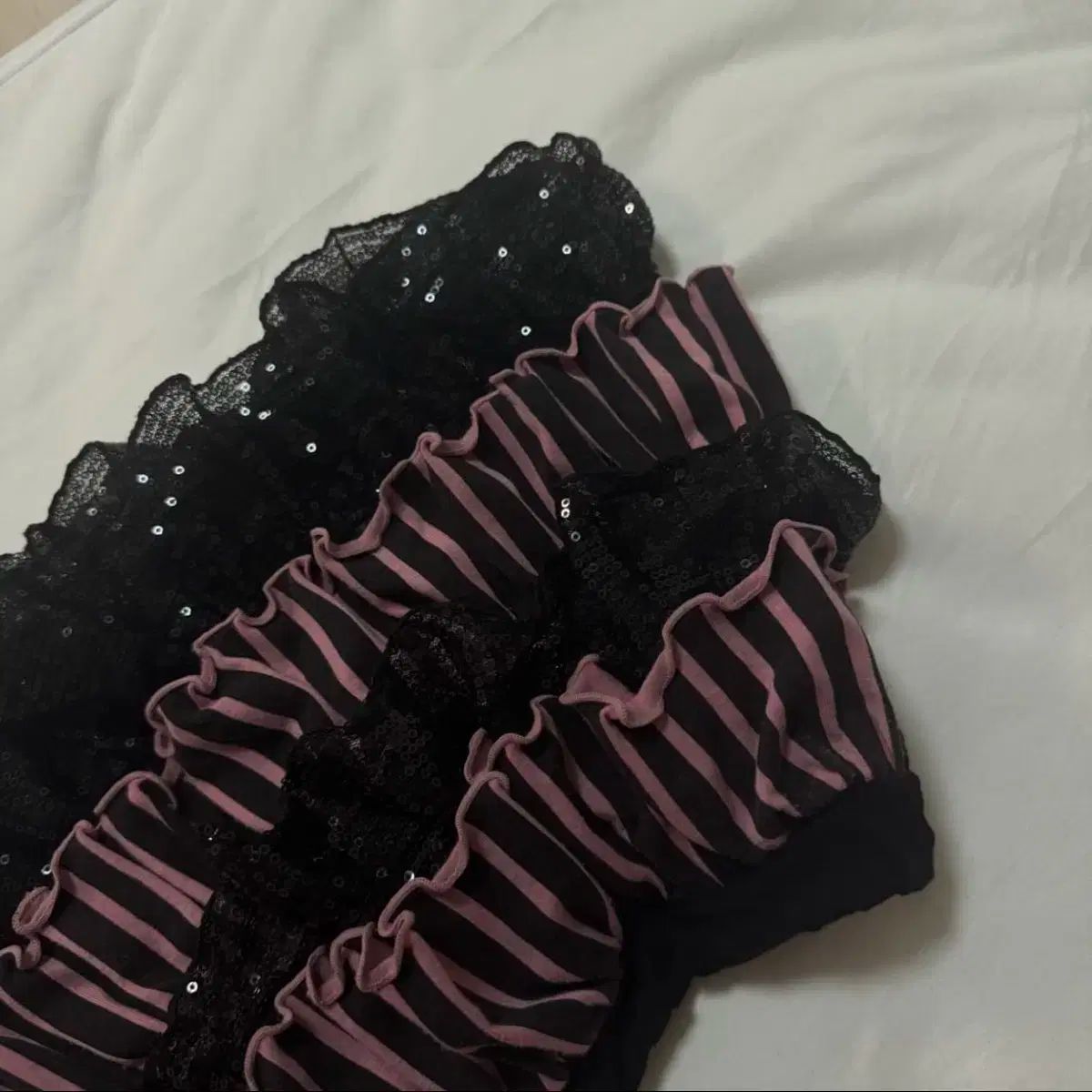 姉ギャル 姫ギャル パンク y2k Ping 검 ストライプ スパンコール 必須アイテム ティアードスカート