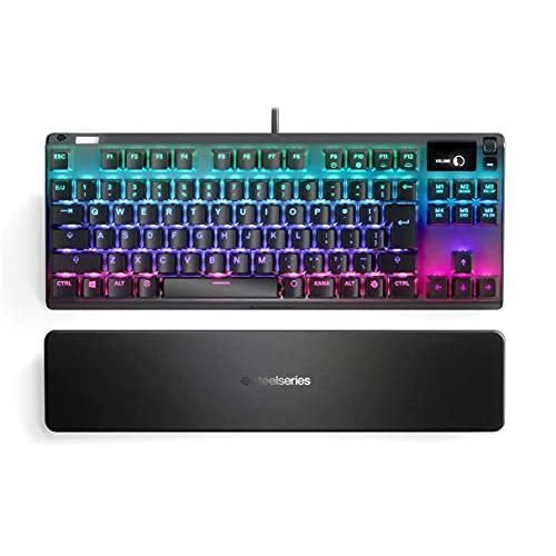 SteelSeries ゲーミングキーボード テンキーレス 青軸 有線 日本語配列 有機ELディスプレイ搭載 Apex 7 TKL Blue S