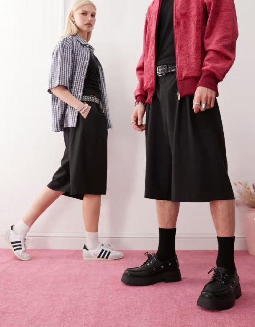 【送料無料】 コルージョン レディース ハーフパンツ・ショーツ ボトムス COLLUSION Unisex tailored jorts in black Black