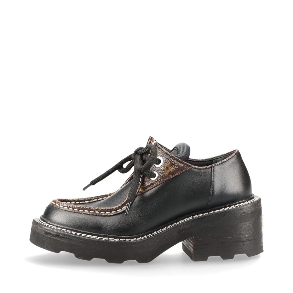 LOUIS VUITTON ルイ ヴィトン ブーツ LVボブールラインレザー レザーシューズ Size 34.5 モノグラム ローカット