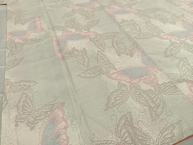 平和屋着物○本場大島紬 白大島 舞蝶文 やまと誂製 正絹 逸品  