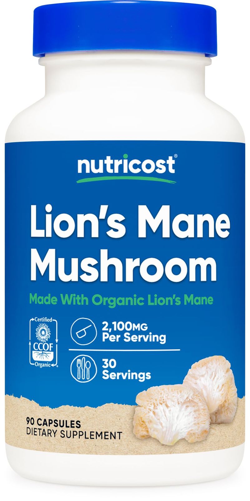 Nutricost オーガニック ヤマブシタケ 2100mg 90カプセル 30日分 NON-GMO グルテンフリー