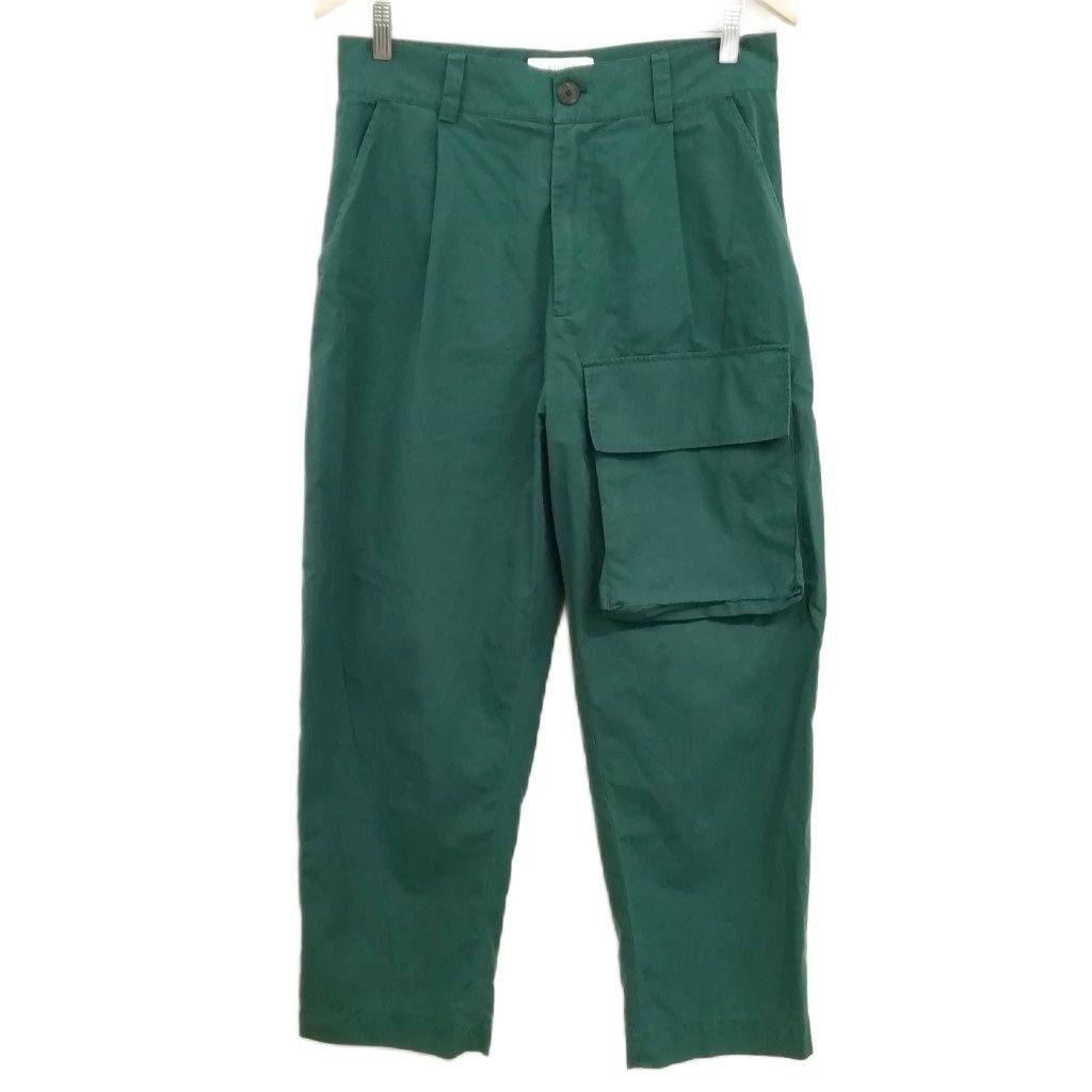 スタジオニコルソン STUDIO NICHOLSON SNM-554 POWDER COTTON VELCRO PATCH POCKET PANT ROSARIO ワイド テーパード パンツ M グリーン