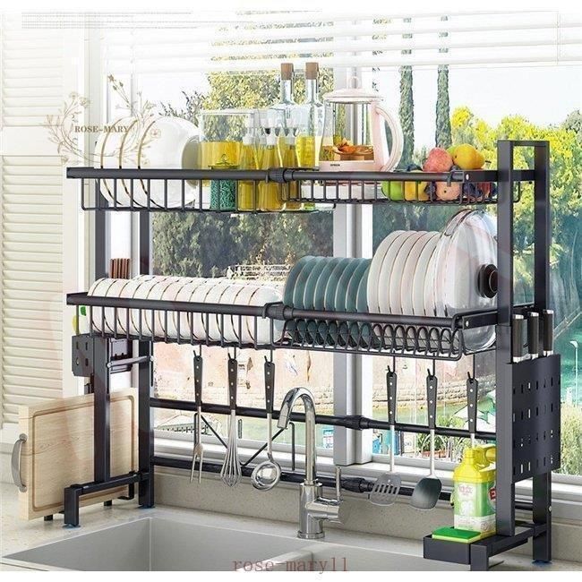 水切りラック スリム 水切りかご 伸縮 シンク上 流し台上 食器ラック 収納ラック キッチンラック 置物ラック ステンレス製 食器棚