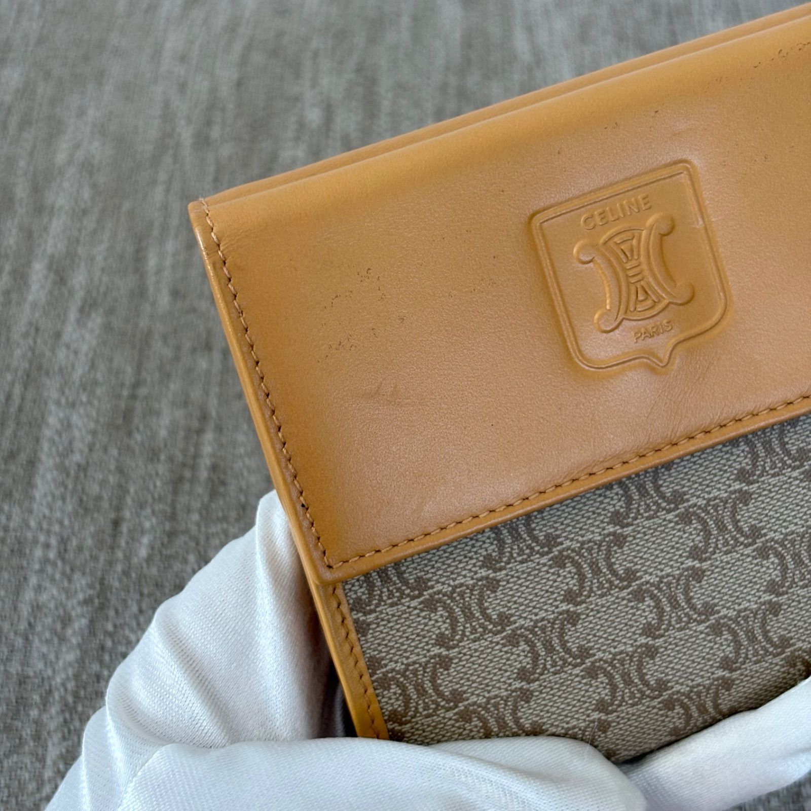 CELINE Vintage Triomphe Short Wallet セリーヌ マカダム PVC×レザー